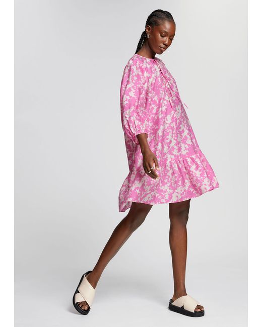 & Other Stories Loose-fit Puff Sleeve Dress in Pink | Lyst Australia