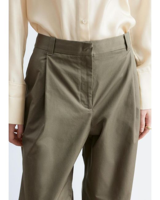 & Other Stories Metallic Pleated Cotton Trousers