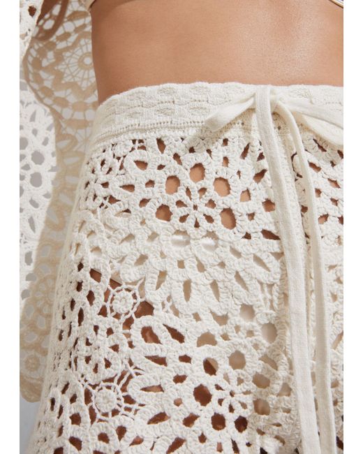 & Other Stories Brown Crocheted Shorts
