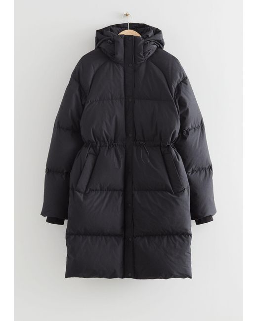 & Other Stories Black Hooded Down Puffer Jacket