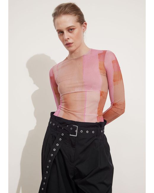 & Other Stories Pink Sheer Mesh Top