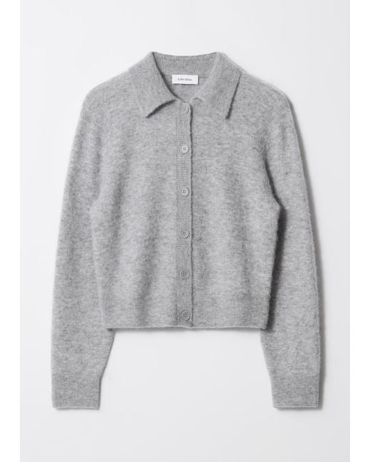 & Other Stories Gray Collared Knit Cardigan