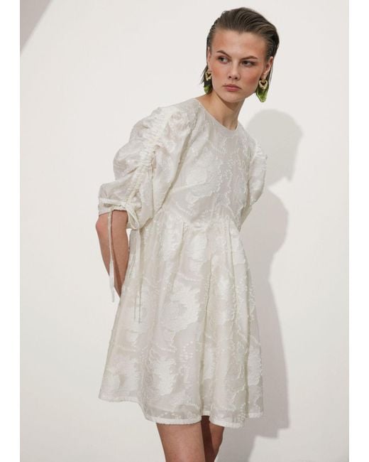 & Other Stories White Puff-sleeve Mini Dress