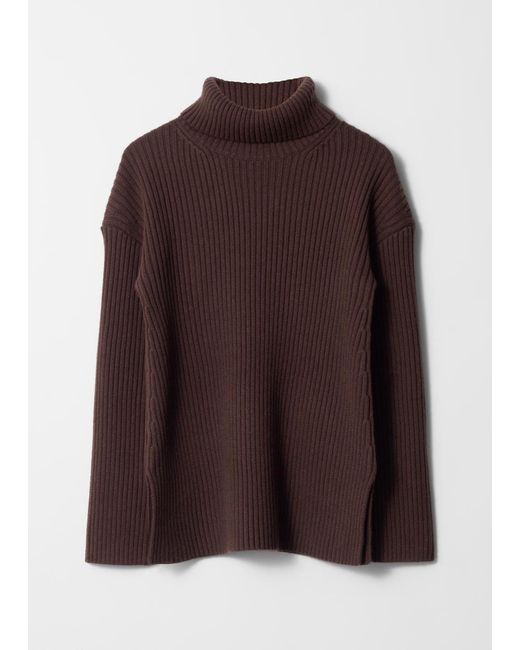 & Other Stories Brown Turtleneck Wool-Knit Jumper