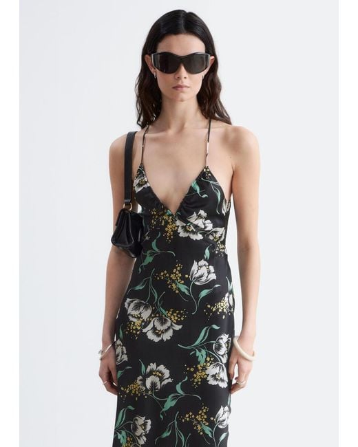 & Other Stories White Satin Slip Midi Dress