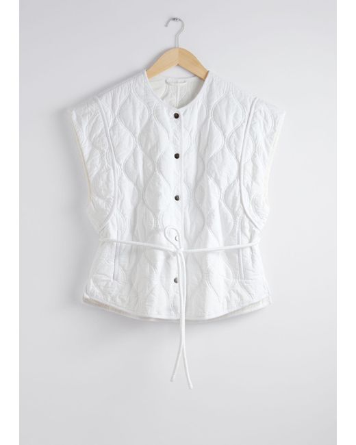 & Other Stories White Quilted Gilet
