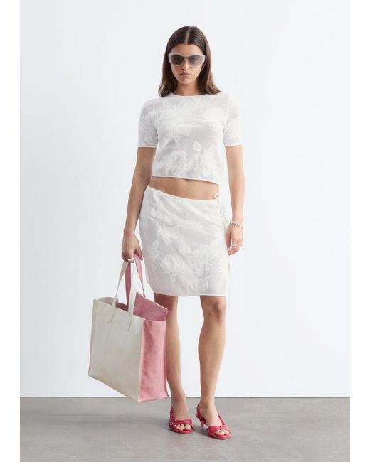 & Other Stories White Cotton Pointelle Jacquard Top
