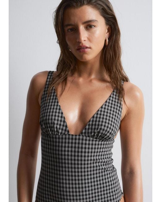 & Other Stories Black V-Neck Swimsuit