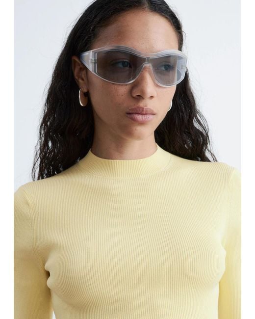 & Other Stories Yellow Slim-Fit Cropped T-Shirt