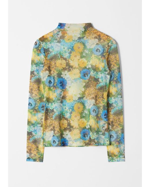 & Other Stories Green Mock-Neck Top