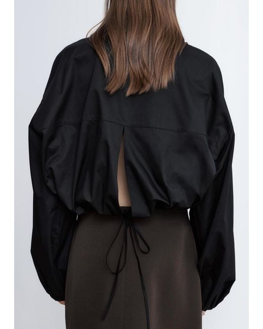 & Other Stories Black Cropped Drawstring Shirt