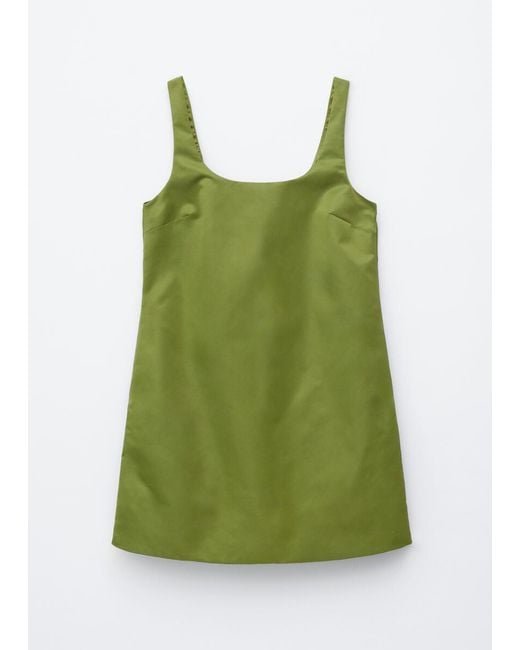 & Other Stories Green Sculpted Drawstring Mini Dress