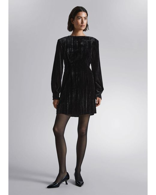 & Other Stories Black Structured Mini Dress