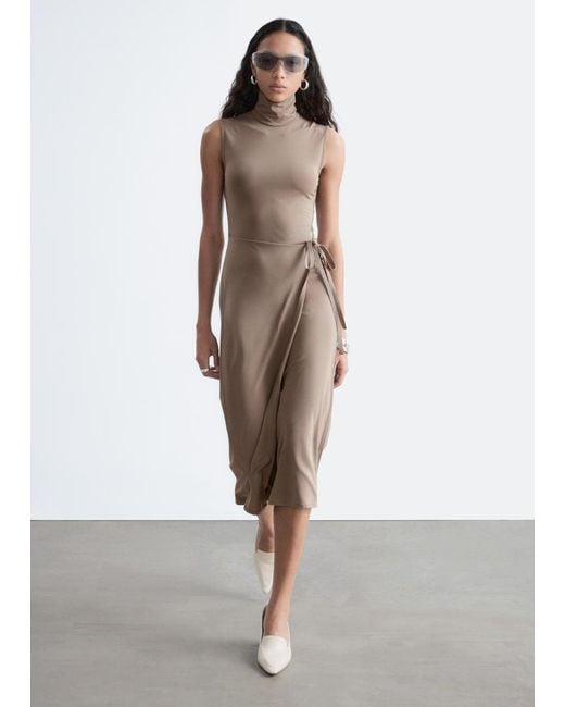 & Other Stories White Sleeveless Turtleneck Midi Dress