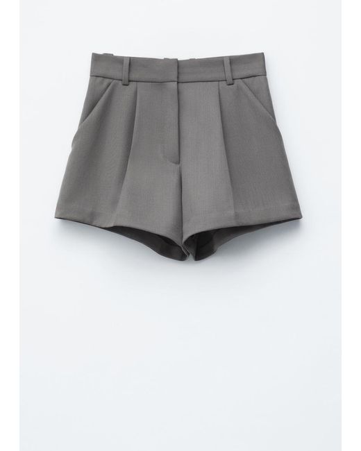 & Other Stories Gray Press-Crease Wool Shorts