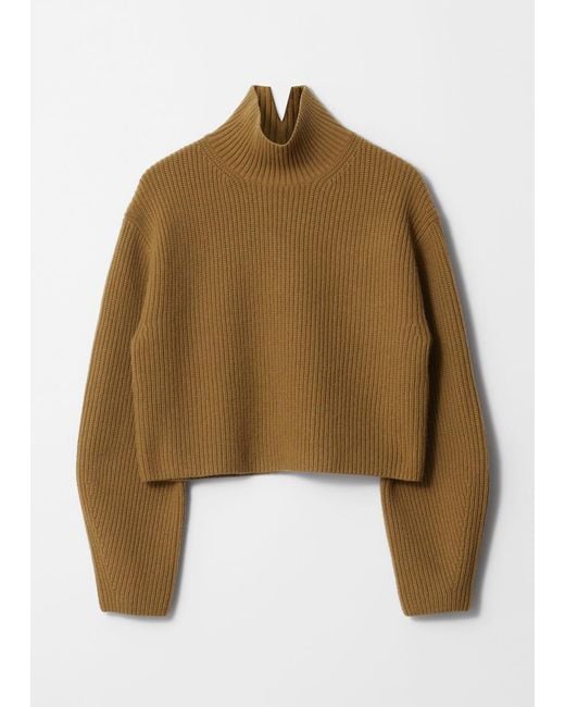 & Other Stories Brown Rib-Knit Turtleneck Jumper