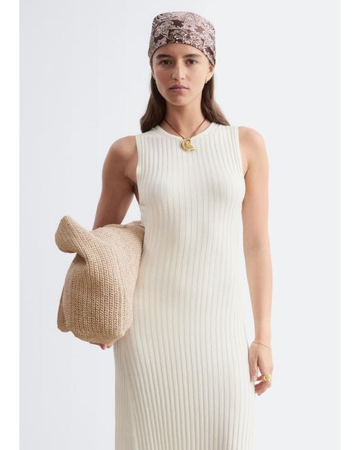 & Other Stories White Ribbed Midi Dress