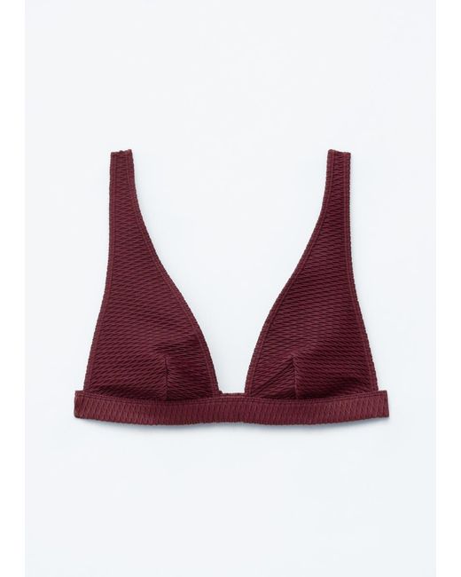 & Other Stories Purple Textured Triangle Bikini Top