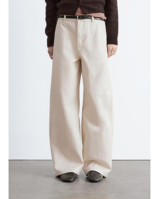 & Other Stories White Relaxed Wide-Leg Cotton Trousers