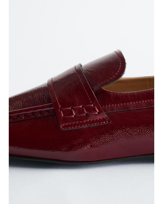 & Other Stories Blue Square-Toe Leather Loafers