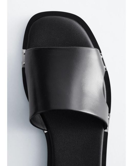 & Other Stories White Metal-Detail Leather Slides