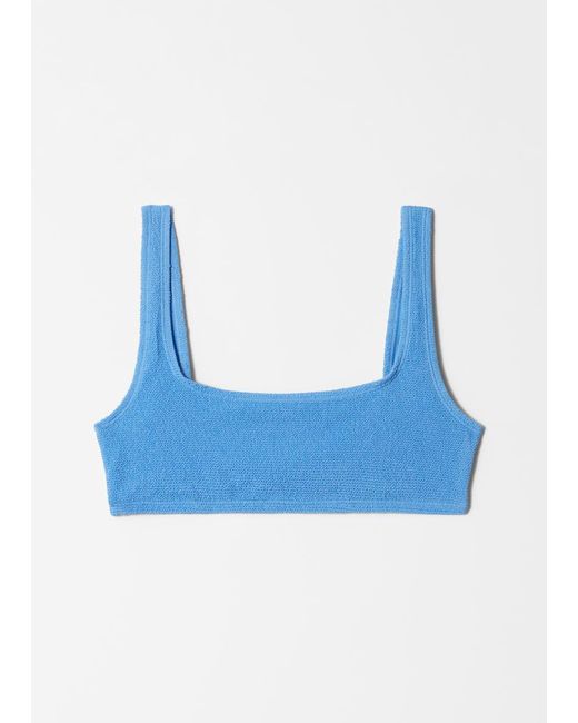 & Other Stories Blue Textured High-Waist Bikini Briefs