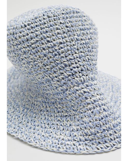 & Other Stories Blue Straw Crochet Bucket Hat