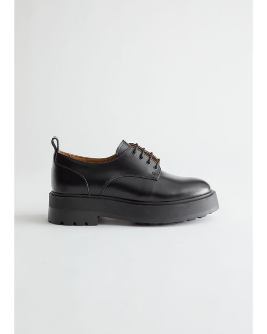 & Other Stories Black Chunky Leather Oxfords