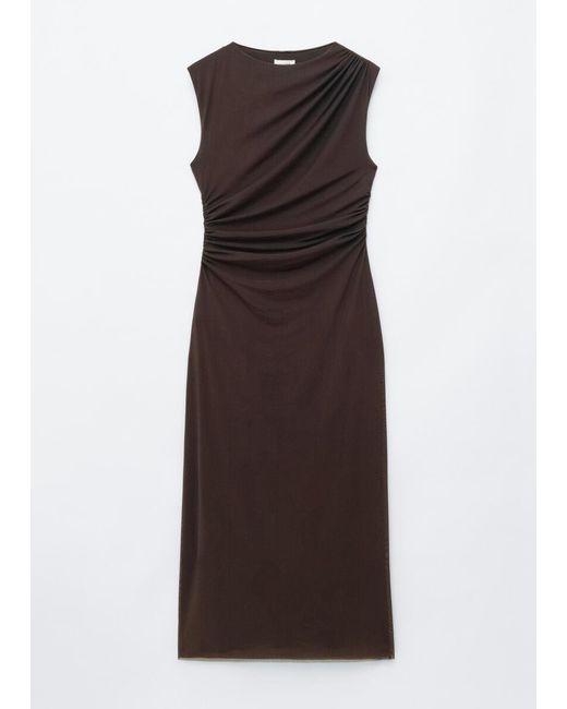 & Other Stories Brown Sleeveless Draped Dress