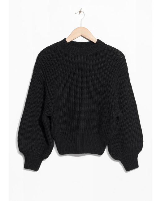 & Other Stories Black Chunky Rib Knit Sweater