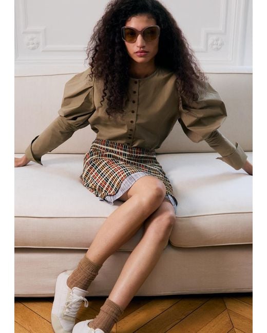 & Other Stories Natural Puff-Sleeve Blouse