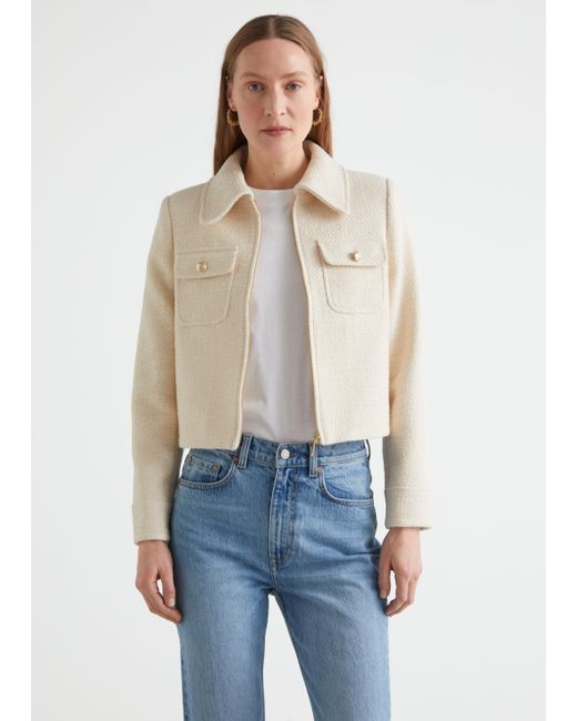 \u0026 Other Stories Cropped Tweed Jacket in 