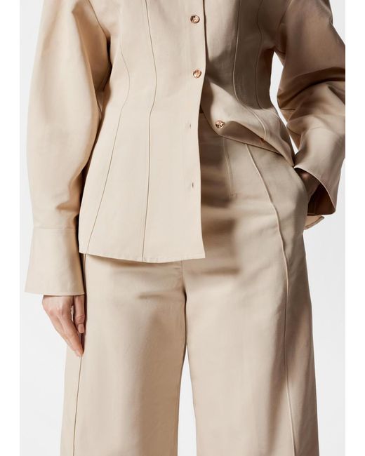 & Other Stories Natural Wide-Leg Side-Slit Trousers