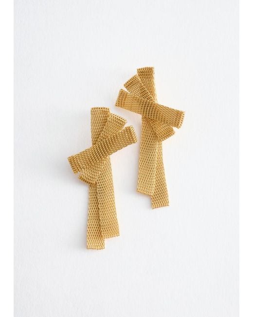 & Other Stories Multicolor Brass Bow Drop Earrings