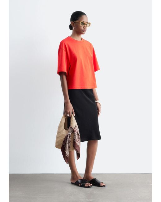 & Other Stories Red Boxy Cotton T-Shirt