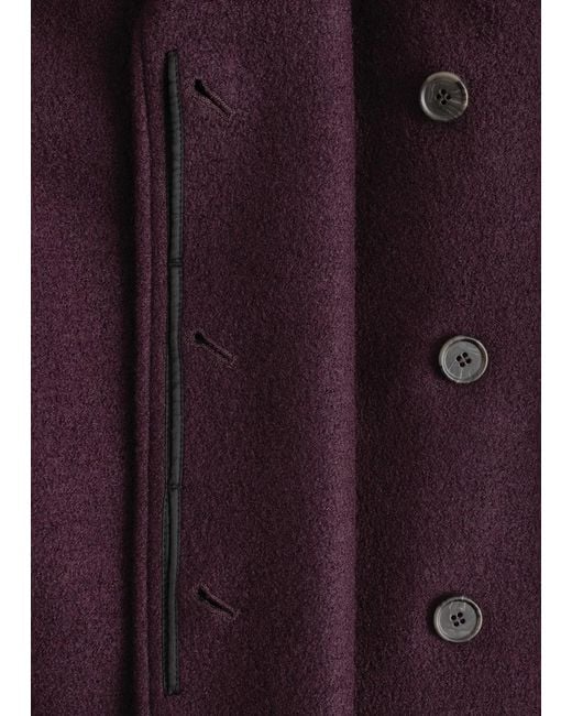 & Other Stories Purple Voluminous Belted Wool Coat