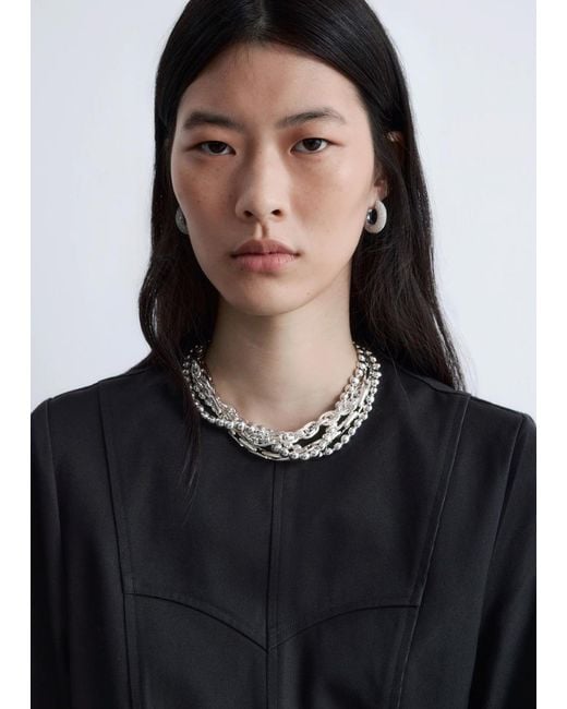 & Other Stories Black Cotton Peplum Top