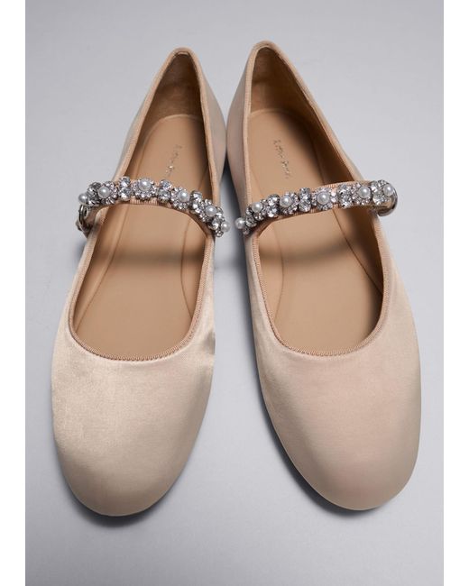 & Other Stories Gray Crystal-embellished Ballet Flats