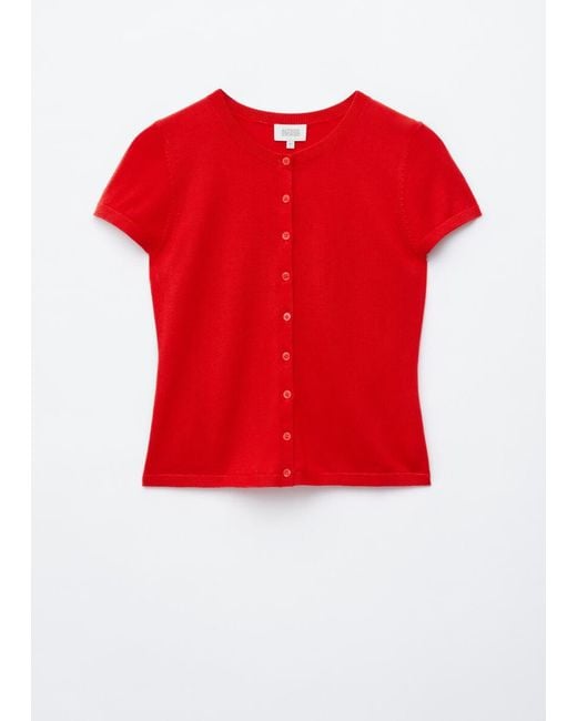 & Other Stories Red Knitted Button-Front T-Shirt