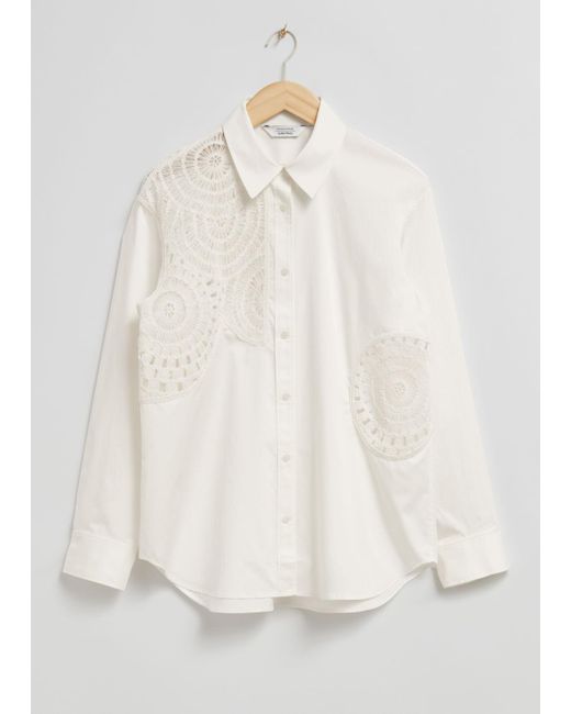 & Other Stories White Oversized Crocheted Detail Shirt