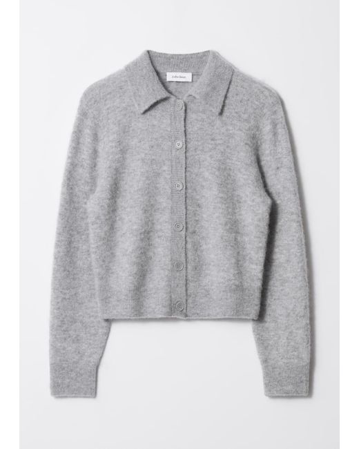 & Other Stories Gray Collared Knit Cardigan