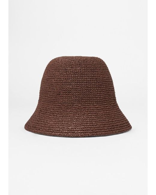& Other Stories Brown Woven Straw Bucket Hat