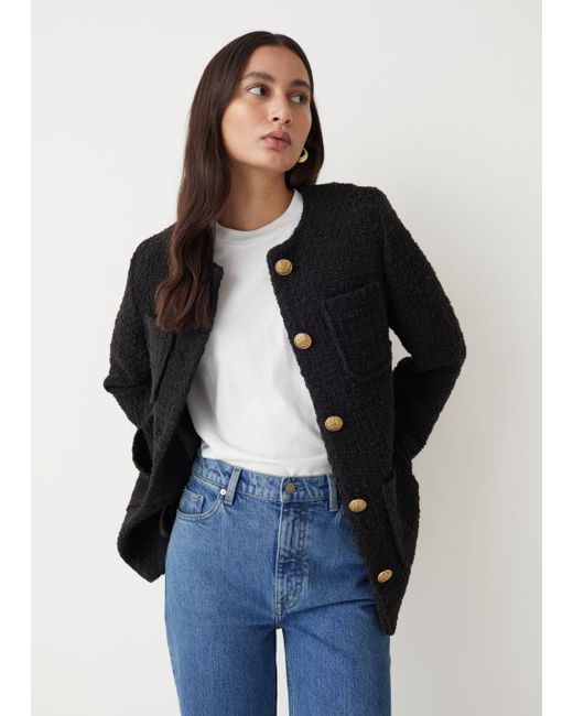 & Other Stories Gold Button Tweed Jacket in Black Lyst