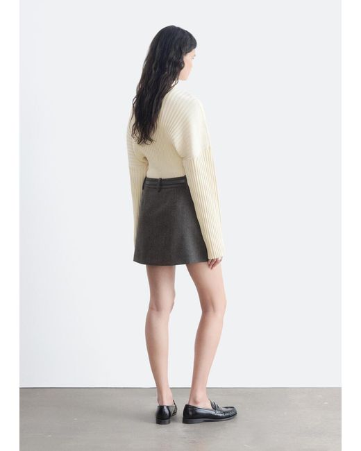& Other Stories White Ribbed Mock-Neck Jumper