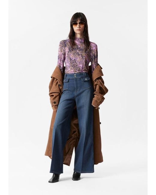 & Other Stories Blue Mock-Neck Top