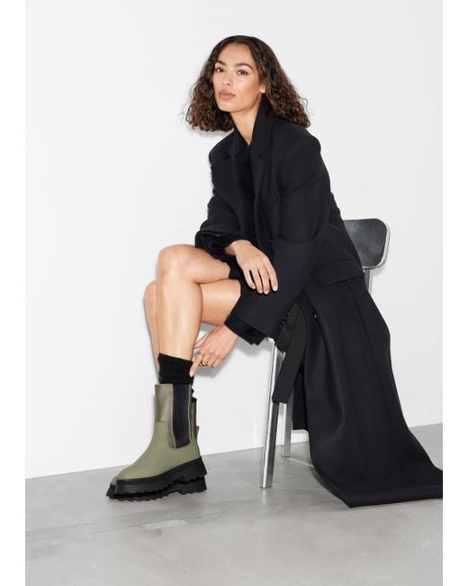& Other Stories Black Lined Leather Chelsea Boots