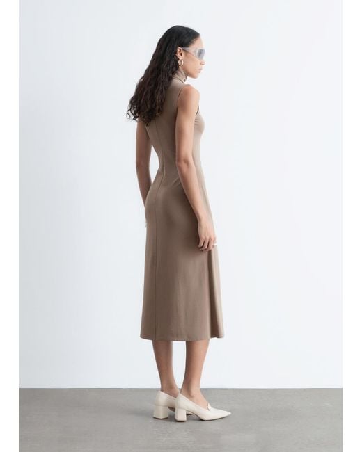 & Other Stories White Sleeveless Turtleneck Midi Dress