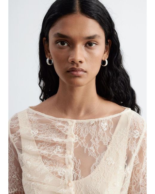 & Other Stories Natural Lace Button-Front Top