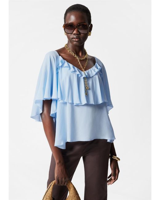 & Other Stories Blue Ruffle Blouse