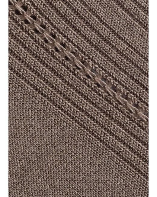 & Other Stories Brown Rib-Knit Silk-Blend Socks